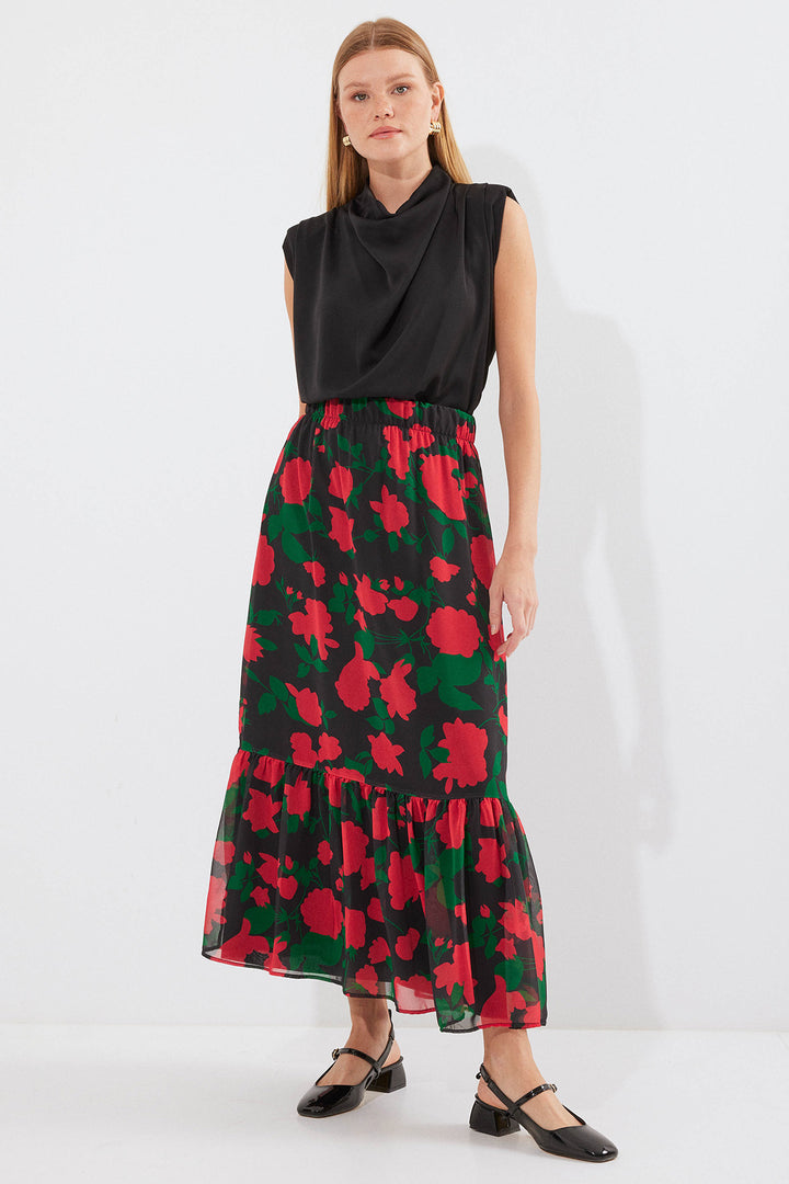 Bigdart 8010 Jupe Chiffon Imprimée - Noir F.