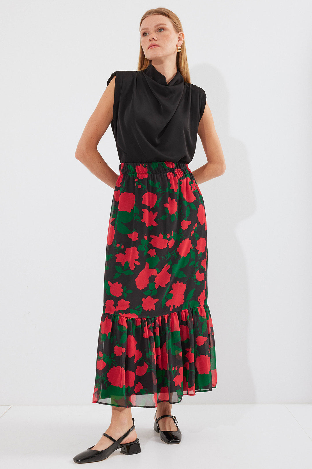 Bigdart 8010 Jupe Chiffon Imprimée - Noir F.