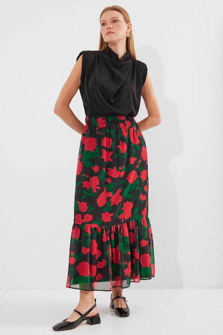 Bigdart 8010 Jupe Chiffon Imprimée - Noir F.