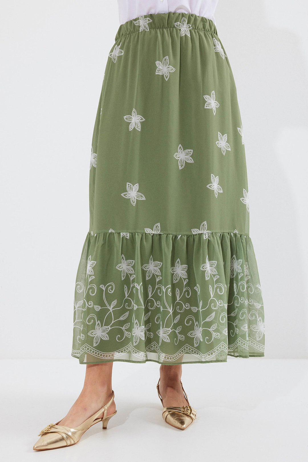 Bigdart 8010 Jupe Chiffon Imprimée - Kaki