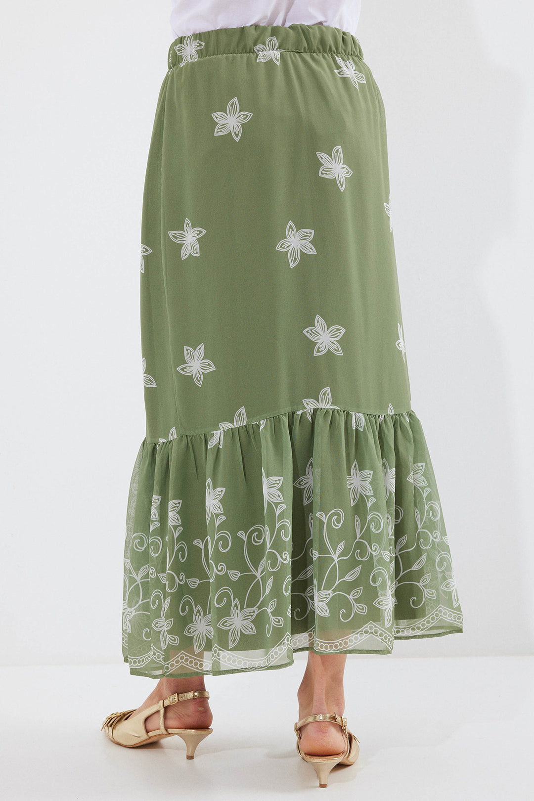 Bigdart 8010 Jupe Chiffon Imprimée - Kaki