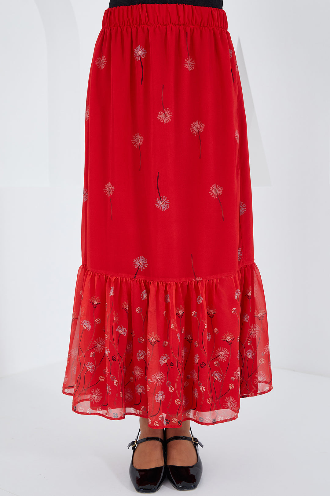 Bigdart Jupe en chiffon à motifs rouge pour femme 8010