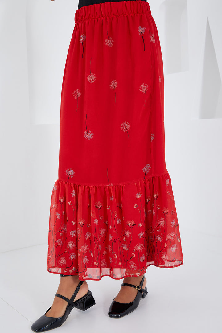 Bigdart Jupe en chiffon à motifs rouge pour femme 8010