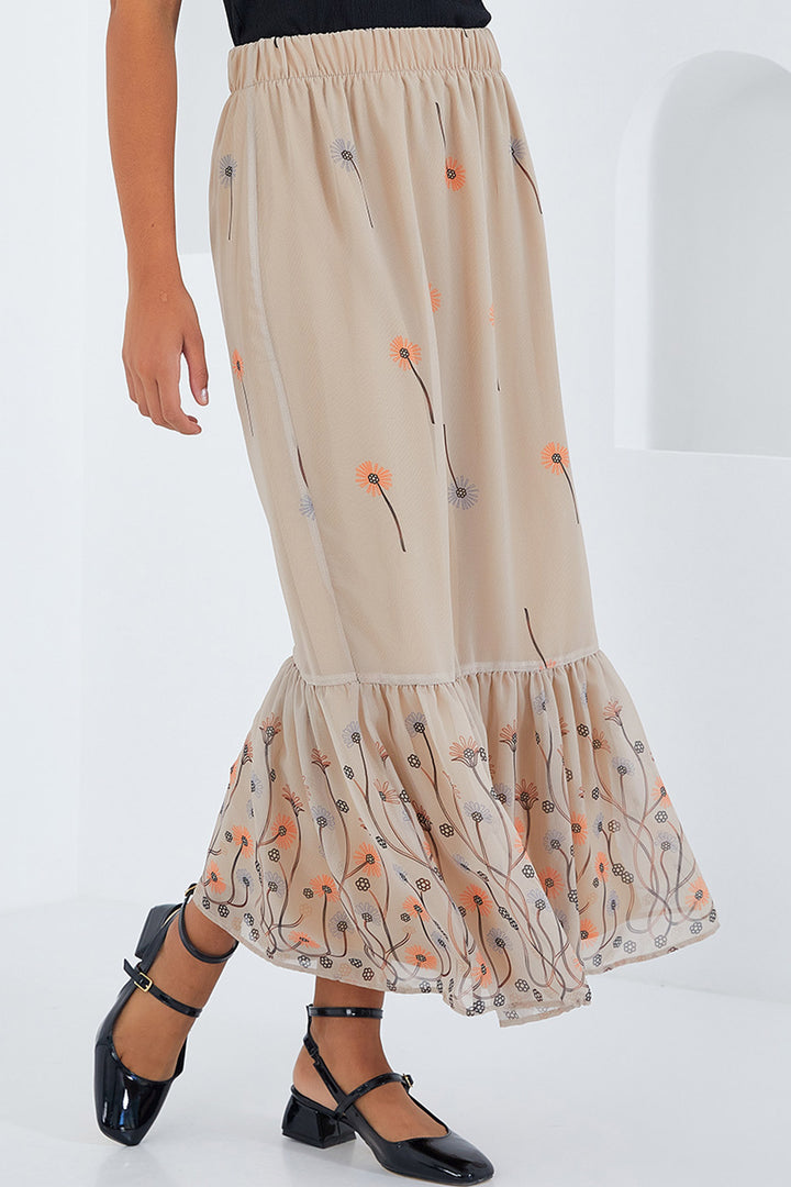 Bigdart Jupe en chiffon à motifs crème pour femme 8010