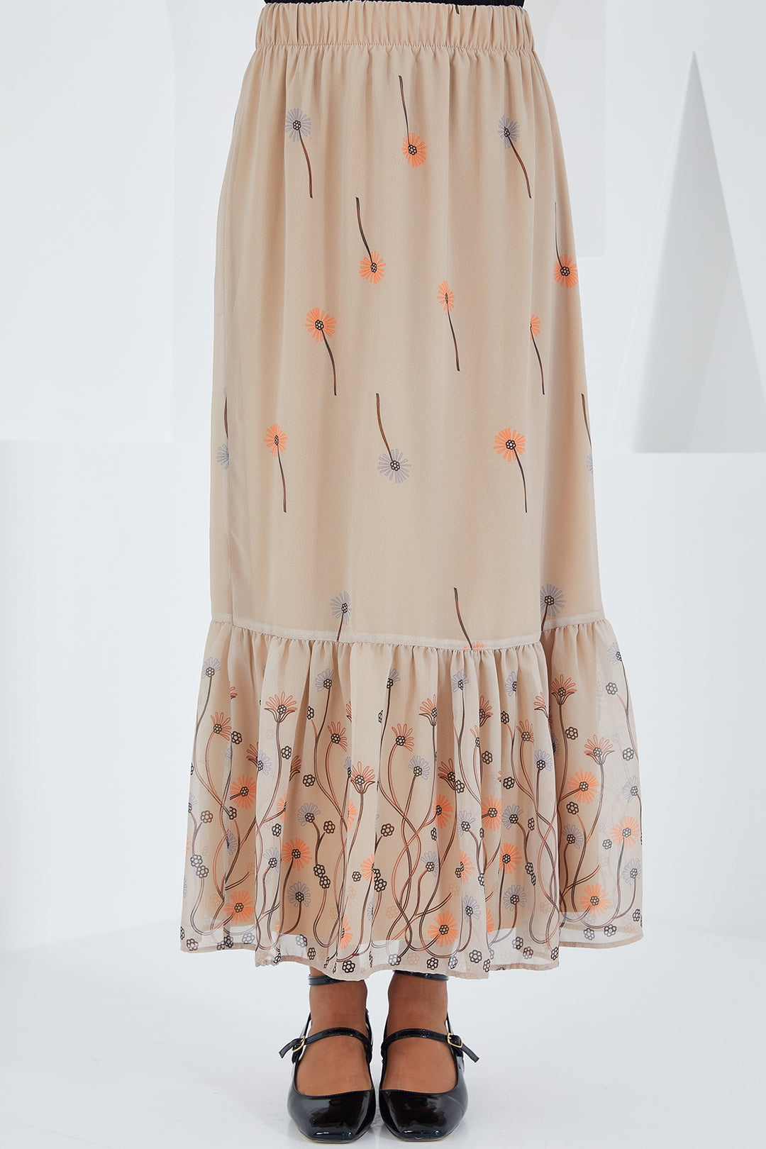 Bigdart Jupe en chiffon à motifs crème pour femme 8010