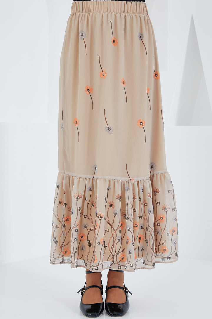 Bigdart Jupe en chiffon à motifs crème pour femme 8010