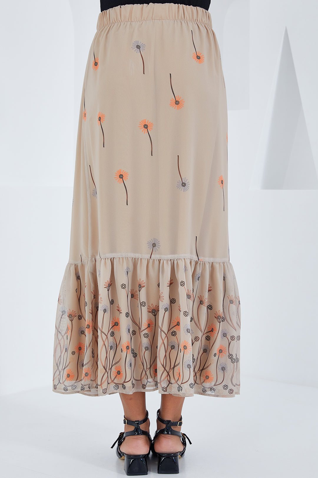 Bigdart Jupe en chiffon à motifs crème pour femme 8010