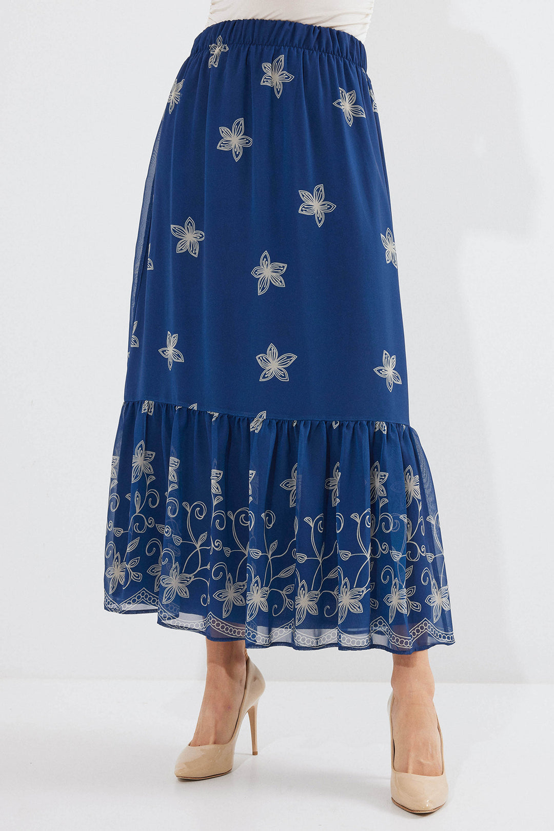 Bigdart Jupe Chiffon Imprimée Femme en Bleu marine 8010