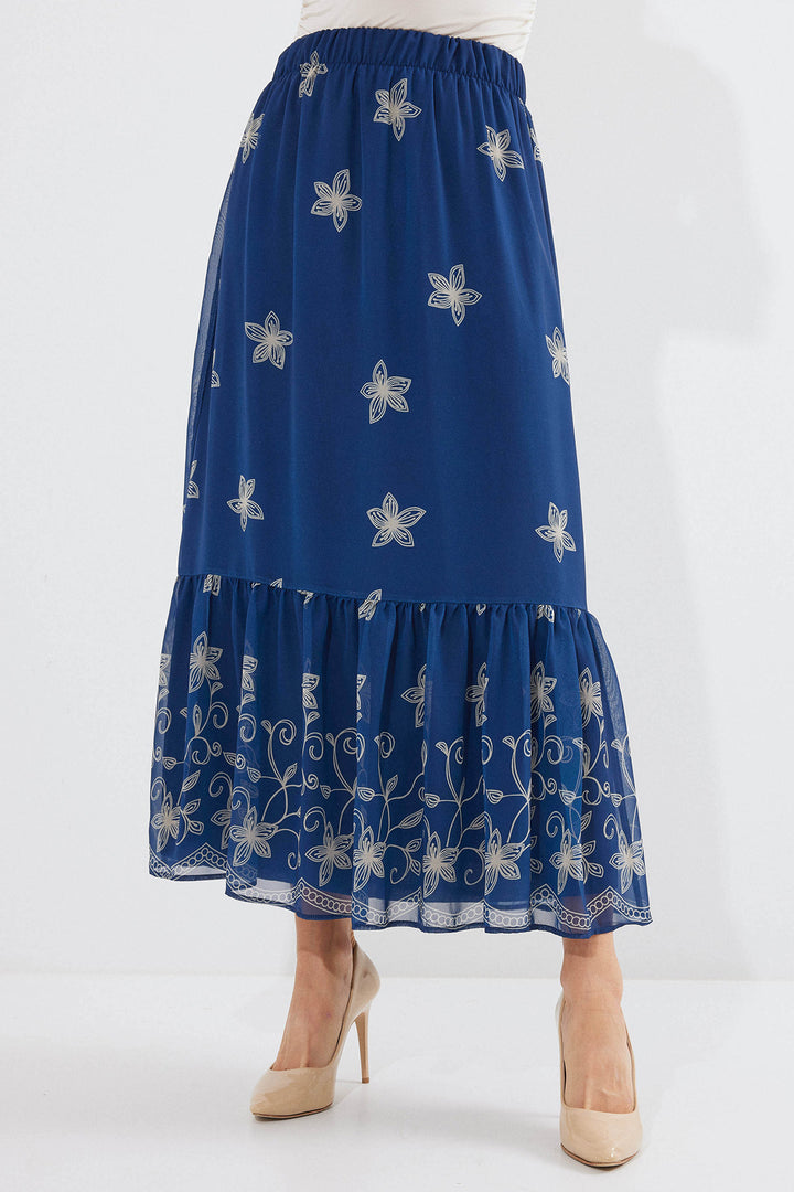 Bigdart Jupe Chiffon Imprimée Femme en Bleu marine 8010