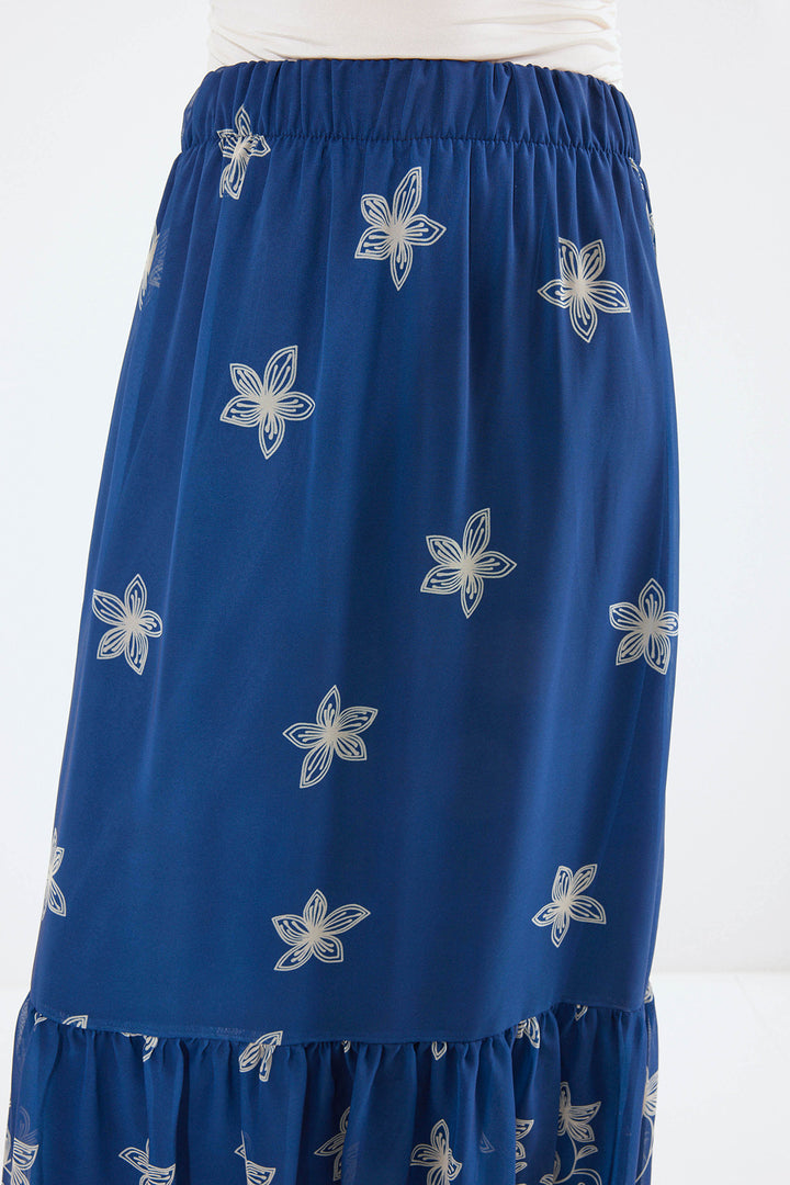 Bigdart Jupe Chiffon Imprimée Femme en Bleu marine 8010