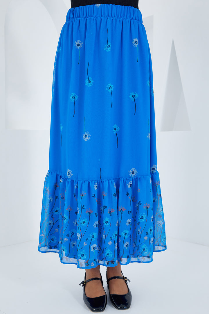 Bigdart Jupe en chiffon à motifs bleu roi pour femme 8010