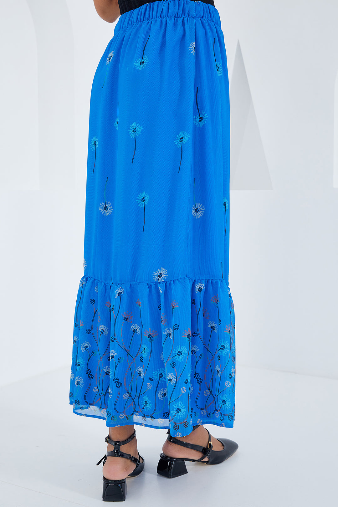Bigdart Jupe en chiffon à motifs bleu roi pour femme 8010
