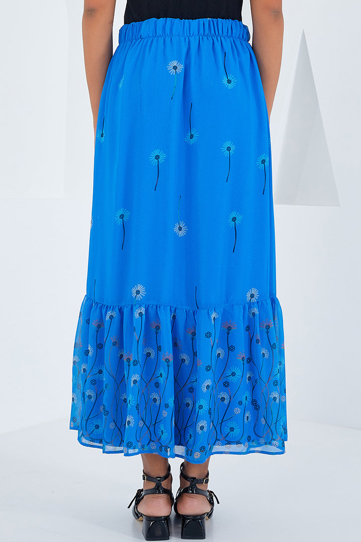 Bigdart Jupe en chiffon à motifs bleu roi pour femme 8010