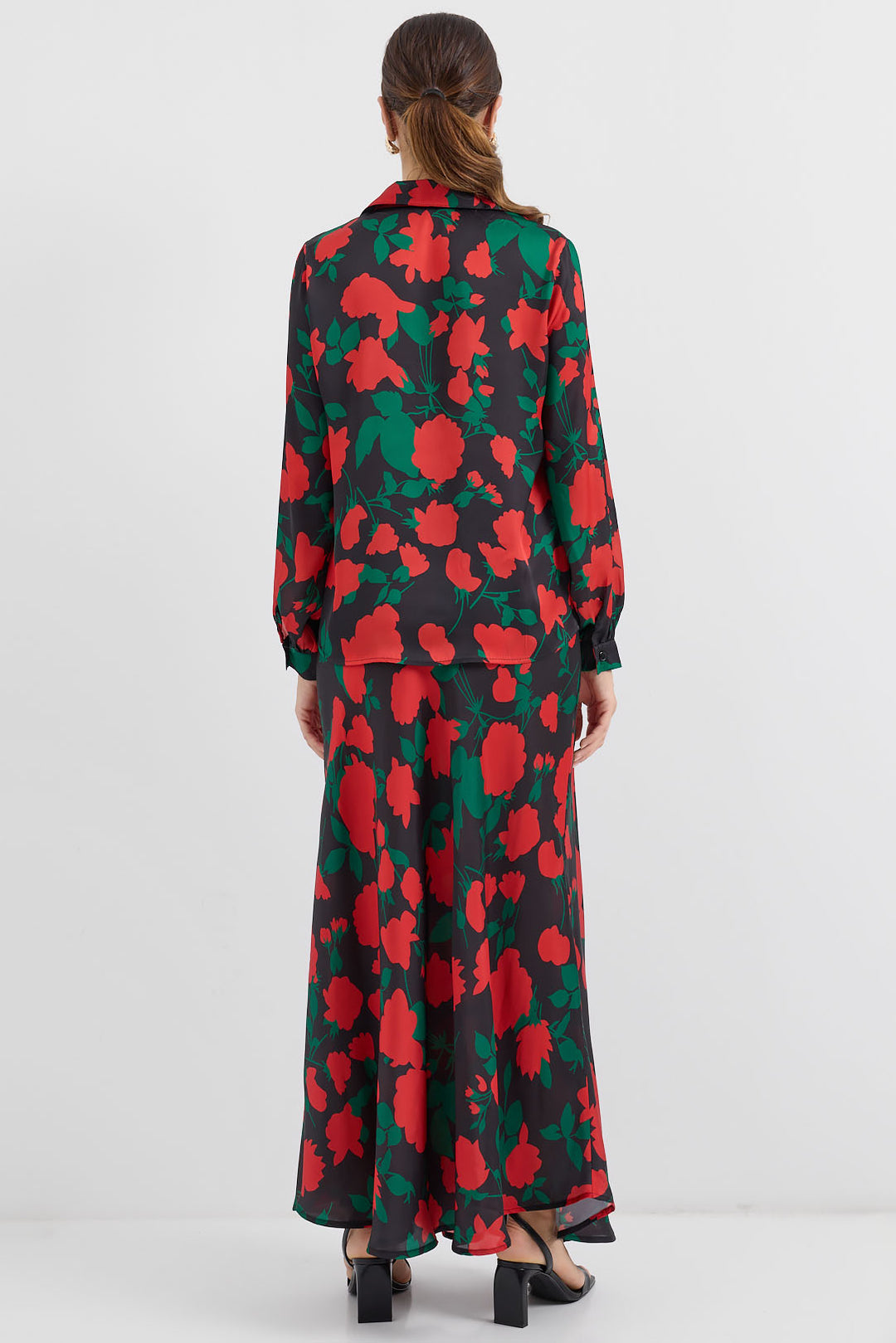 Bigdart Ensemble en satin à motifs noir et rouge pour femme 8018
