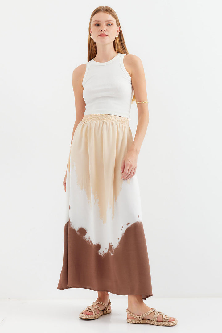 Bigdart 8025 Jupe longue en viscose à motifs - Beige