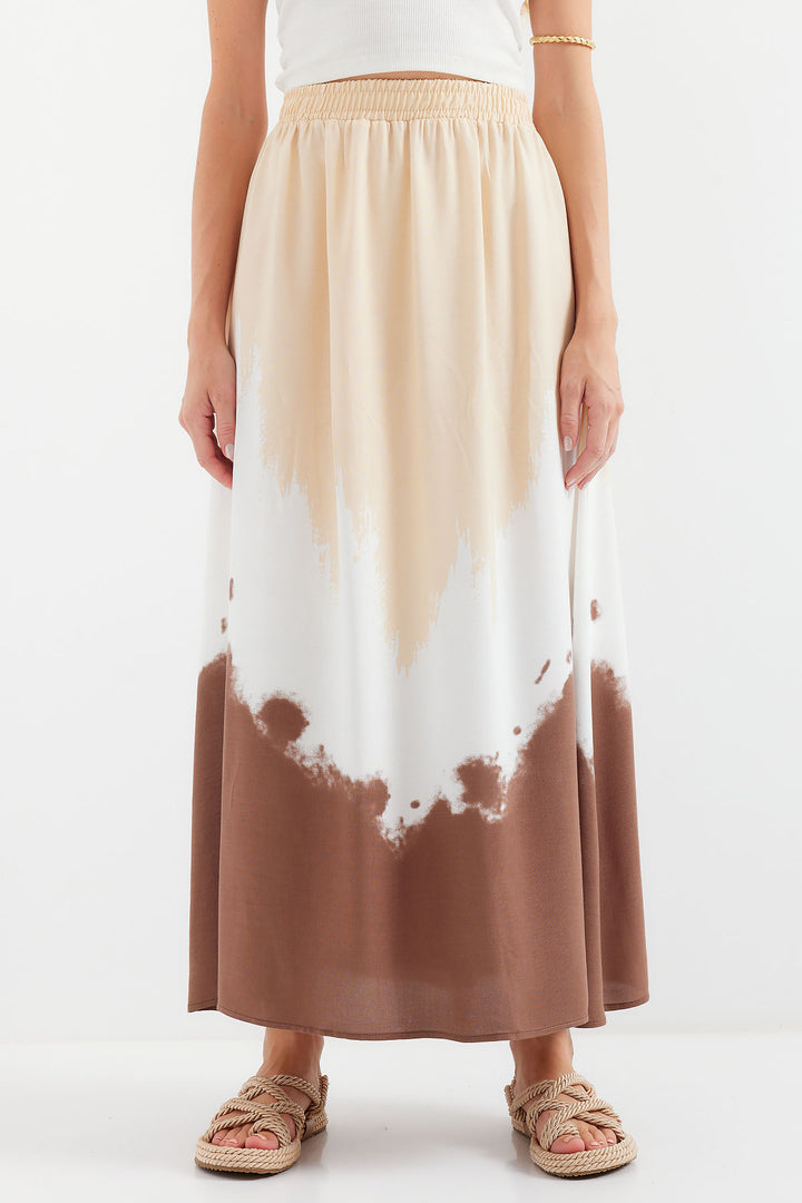 Bigdart 8025 Jupe longue en viscose à motifs - Beige