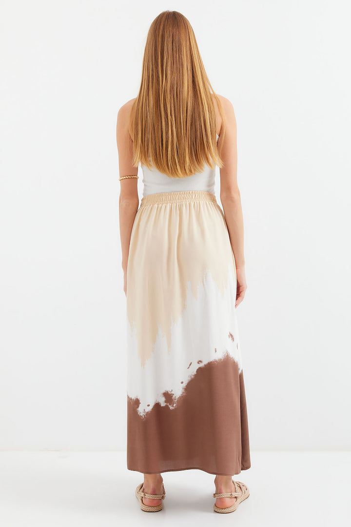 Bigdart 8025 Jupe longue en viscose à motifs - Beige