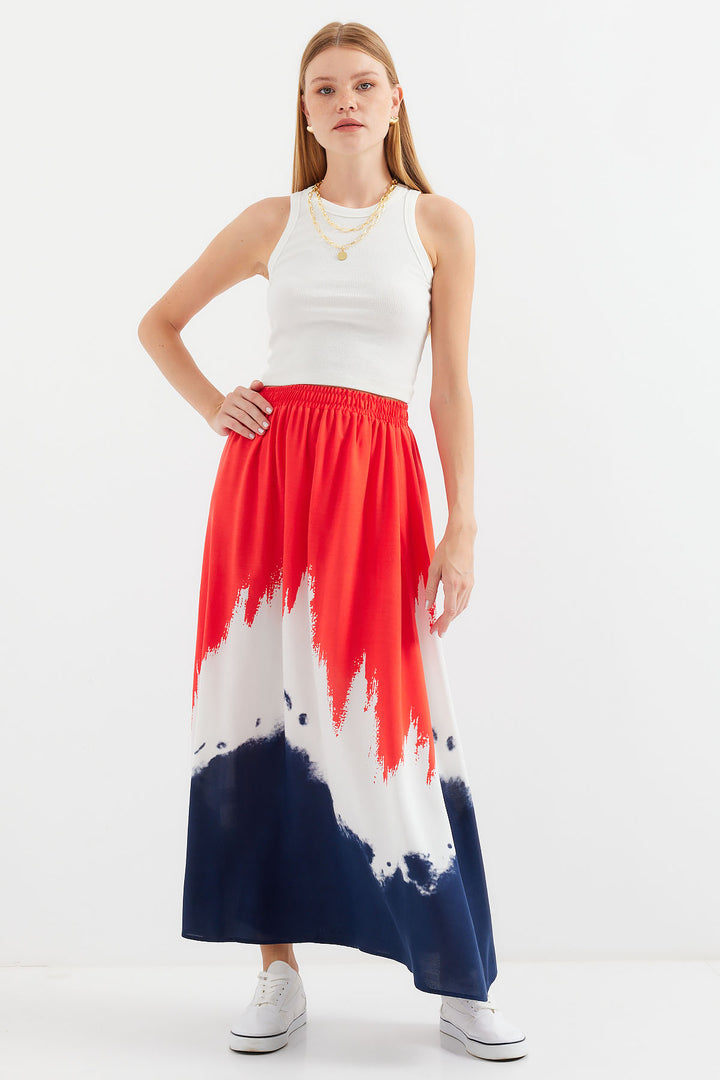 Bigdart 8025 Jupe longue en viscose à motifs - Rouge