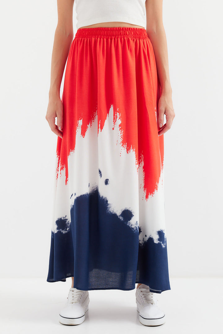 Bigdart 8025 Jupe longue en viscose à motifs - Rouge