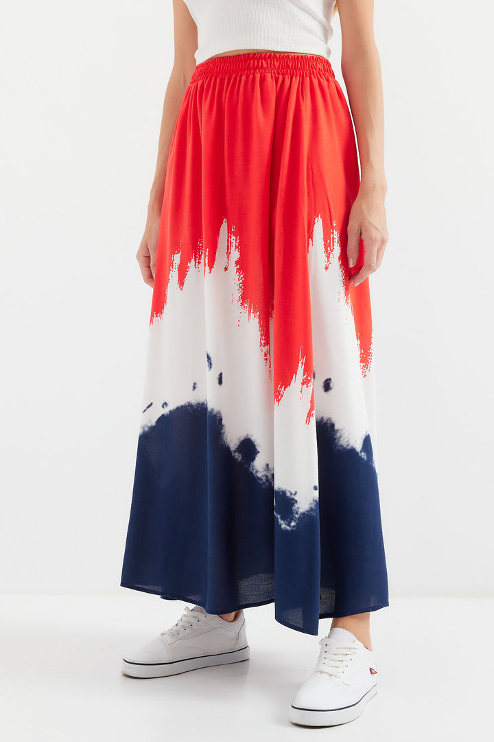Bigdart 8025 Jupe longue en viscose à motifs - Rouge