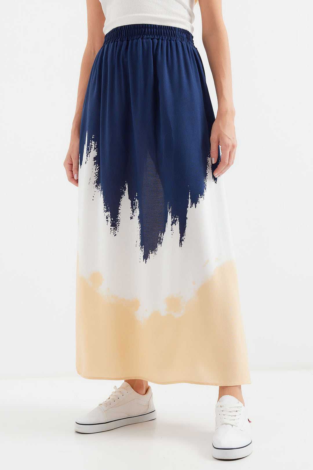 Bigdart Jupe Longue en Viscose Imprimée 8025 - Bleu marine
