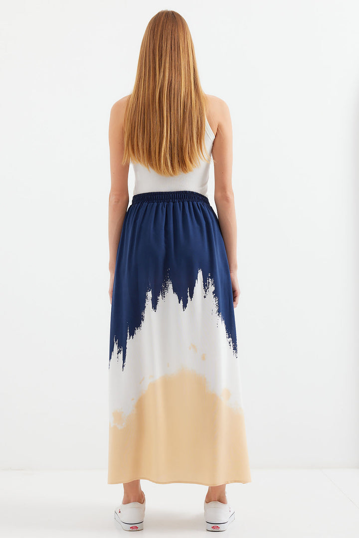 Bigdart Jupe Longue en Viscose Imprimée 8025 - Bleu marine