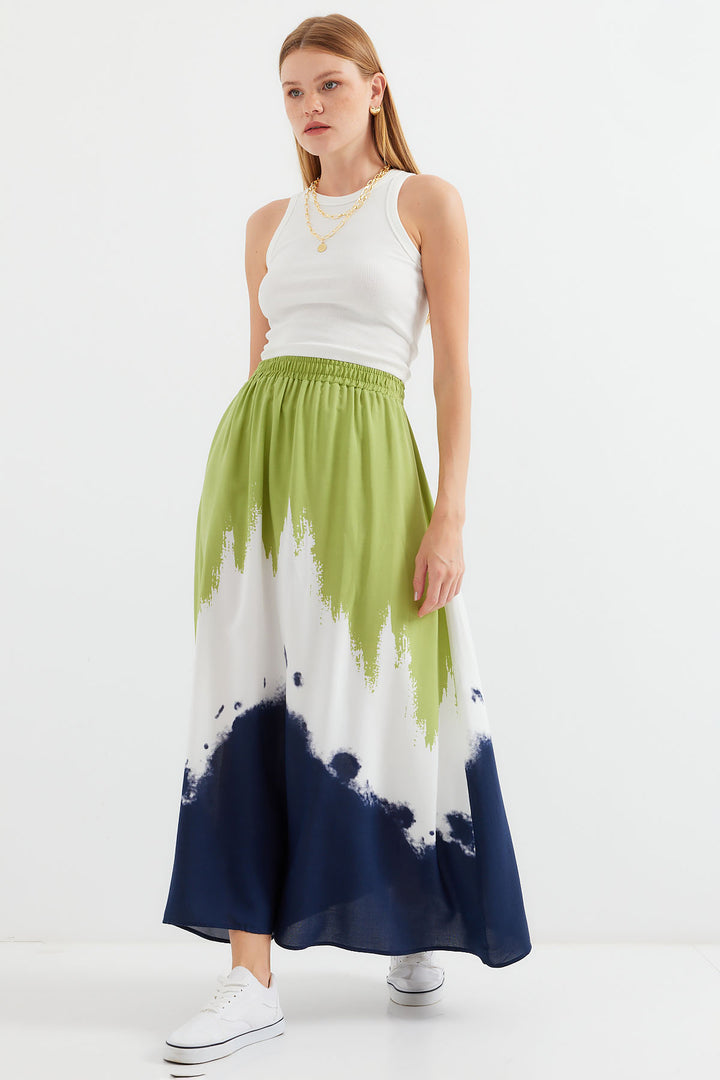 Bigdart 8025 Jupe longue en viscose à motifs - Vert