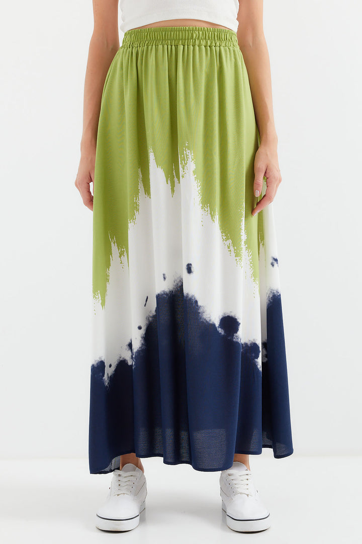 Bigdart 8025 Jupe longue en viscose à motifs - Vert