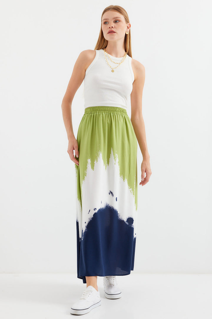 Bigdart 8025 Jupe longue en viscose à motifs - Vert