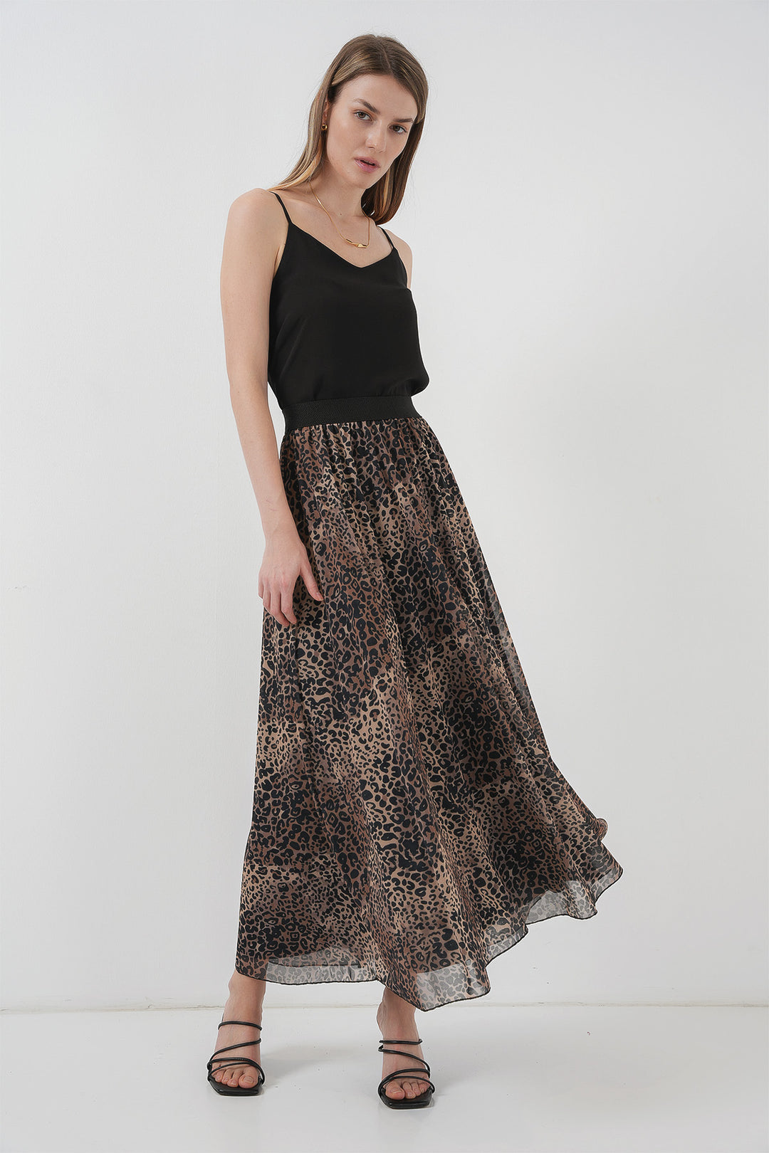Bigdart Jupe longue en chiffon 8032 - Beige