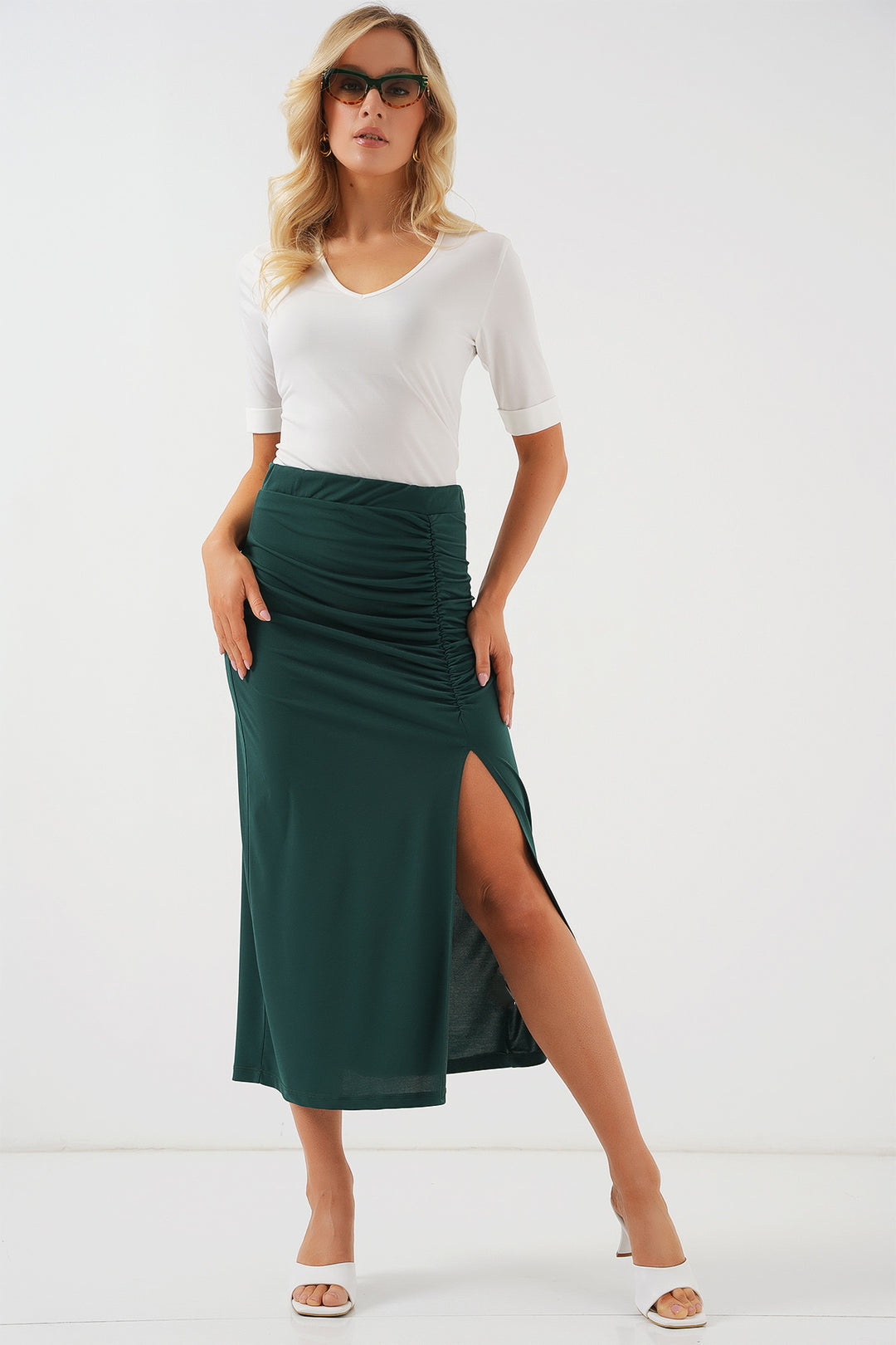 Bigdart Jupe fendue 8033 Sandy - Vert émeraude