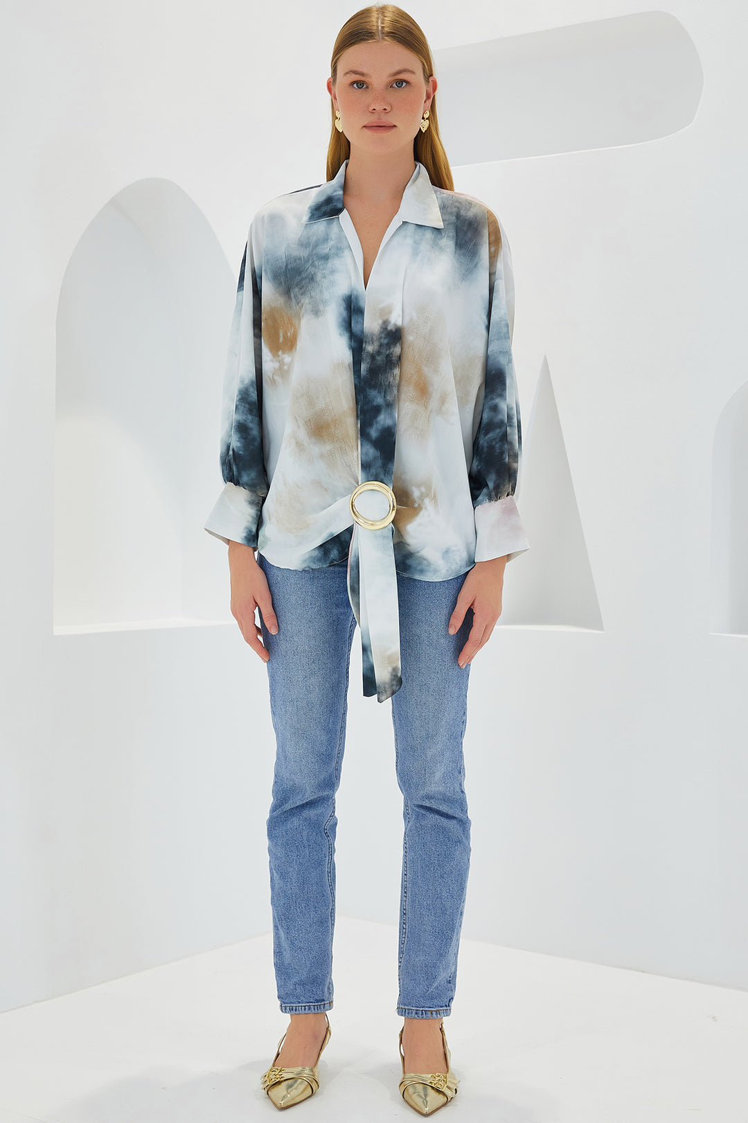 Bigdart Chemisier Satin Oversize Détendu Femme Antracite Écru 907 - Anthracite