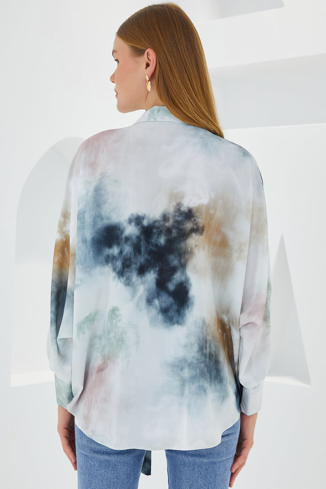 Bigdart Chemisier Satin Oversize Détendu Femme Antracite Écru 907 - Anthracite