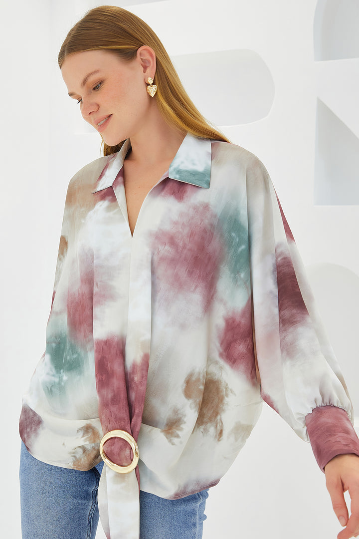 Bigdart Chemise en satin oversize couleur rose poudré pour femme 907 - Vieux rose