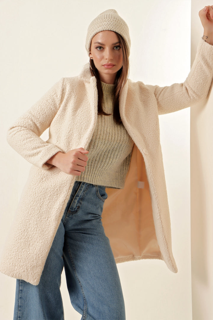 Bigdart 9082 Manteau oversize en laine - Écru