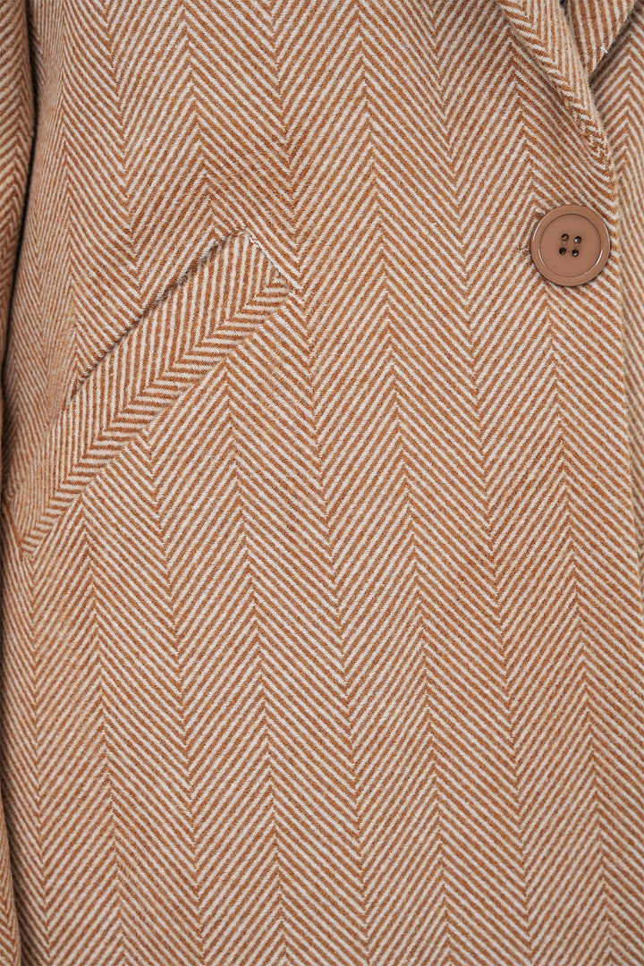 Bigdart 9085 Manteau en laine à motif chevron - Camel