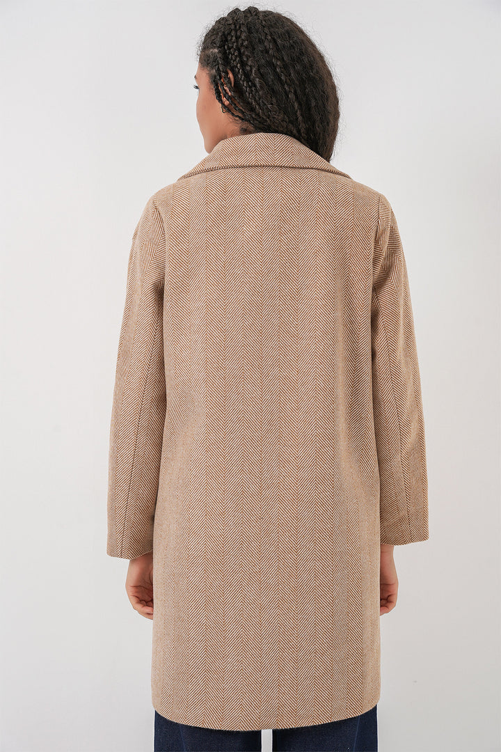 Bigdart 9085 Manteau en laine à motif chevron - Camel