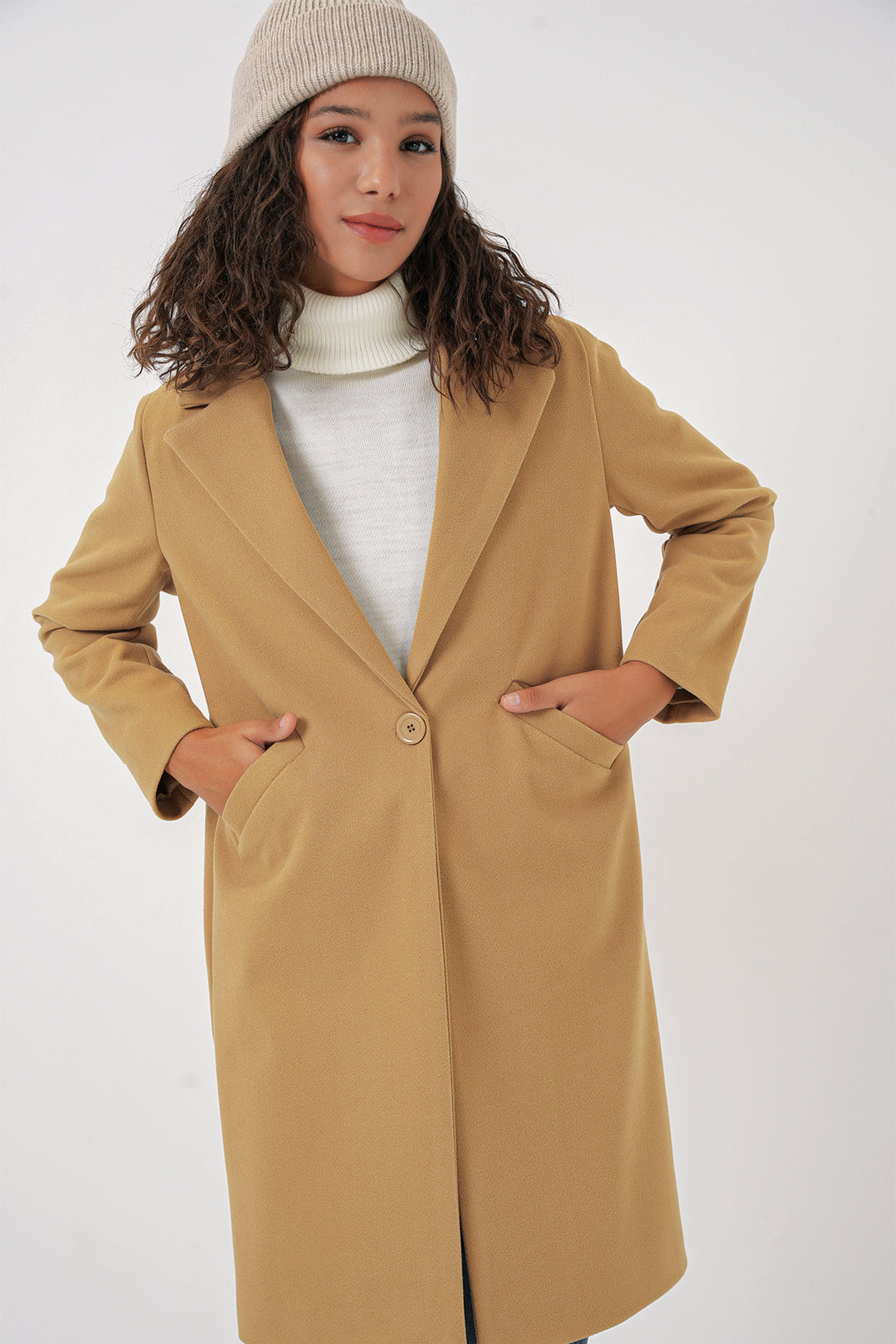 Bigdart 9085 Manteau en laine - Moutarde