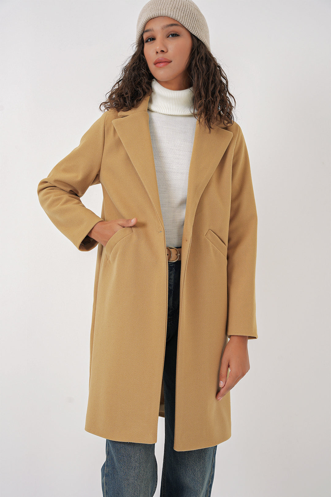 Bigdart 9085 Manteau en laine - Moutarde