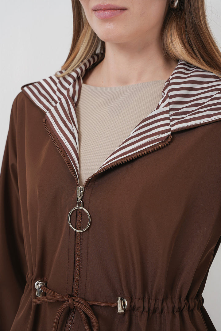 Bigdart 9091 Manteau trench à capuche avec cordon de serrage - Marron