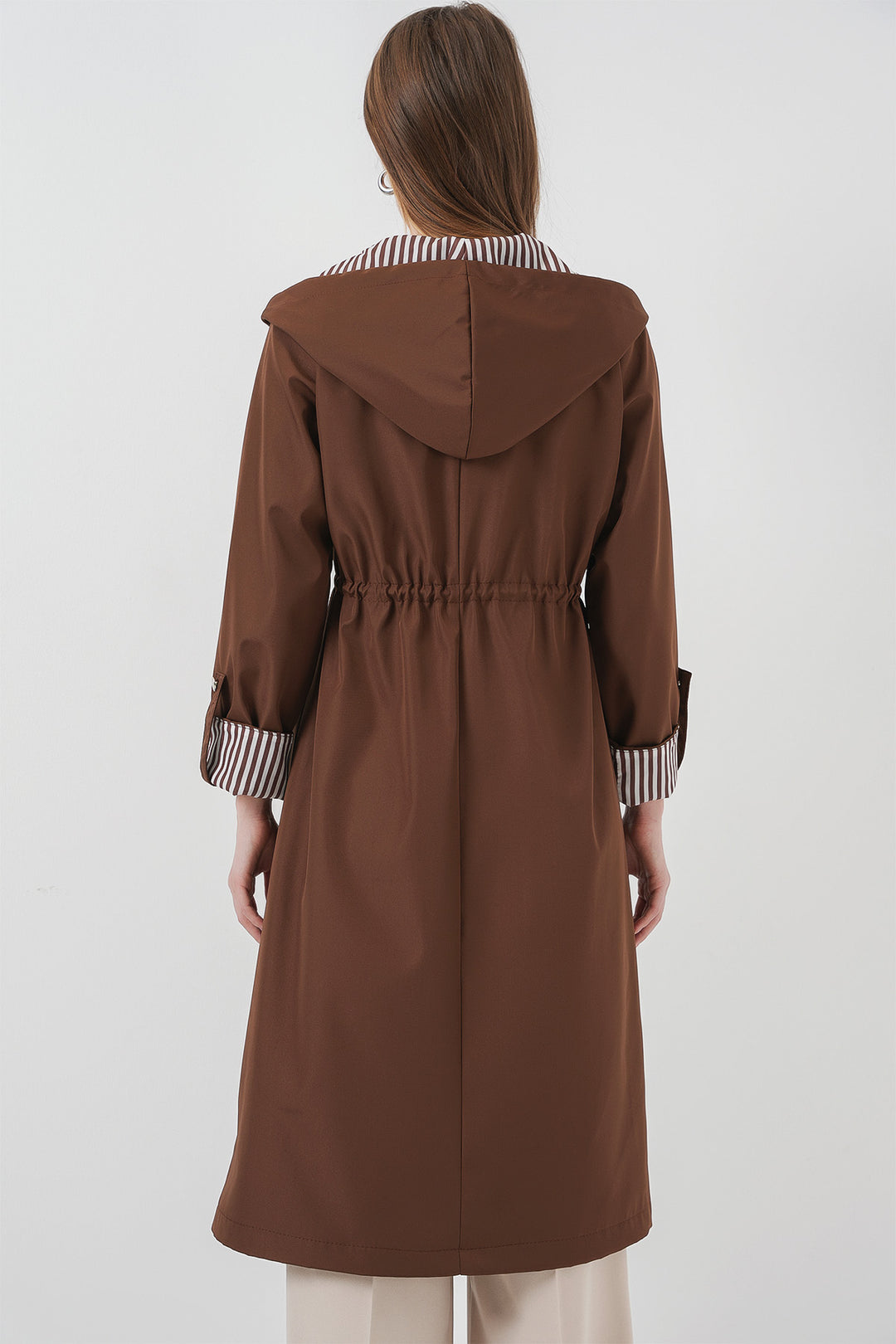Bigdart 9091 Manteau trench à capuche avec cordon de serrage - Marron