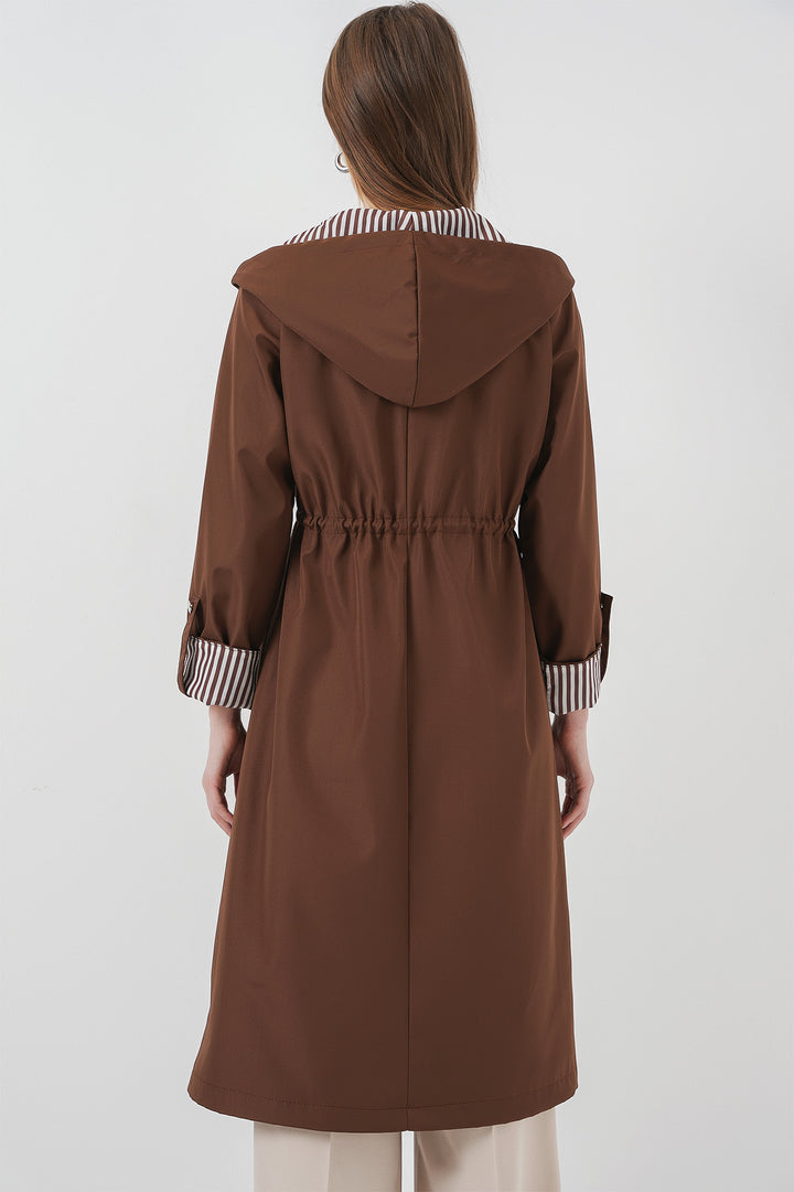 Bigdart 9091 Manteau trench à capuche avec cordon de serrage - Marron