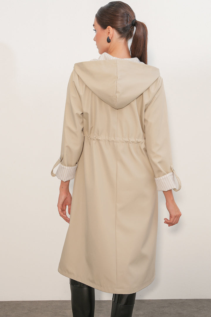 Bigdart Trench-coat à capuche avec taille froncée 9091 - Pierre
