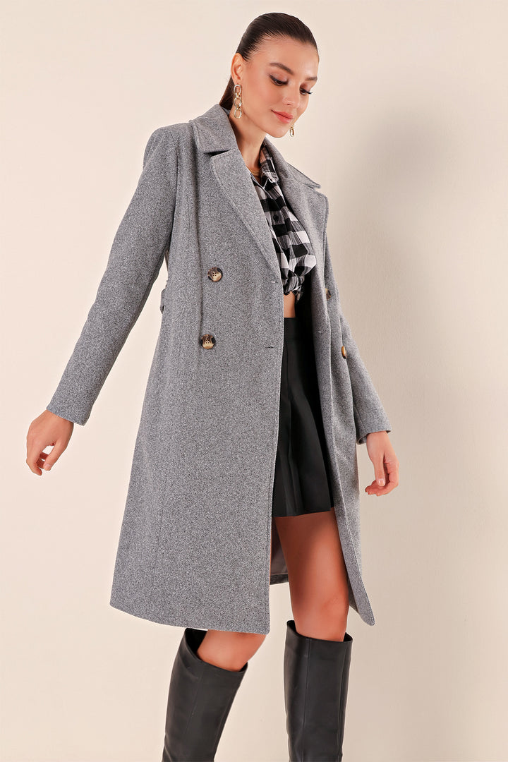 Bigdart 9095 Manteau en Laine à Col Croisé - a.Griss