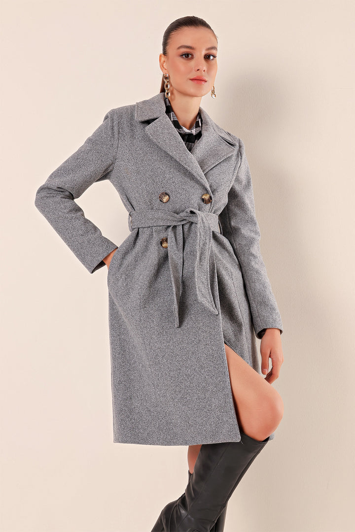 Bigdart 9095 Manteau en Laine à Col Croisé - a.Griss