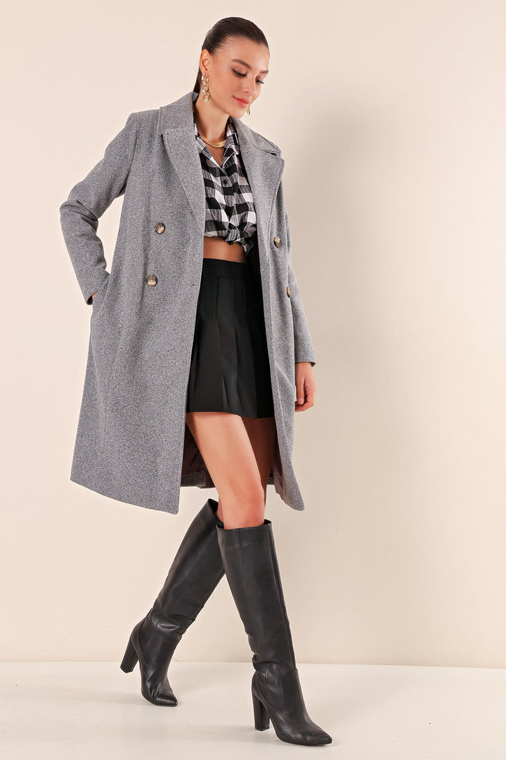 Bigdart 9095 Manteau en Laine à Col Croisé - a.Griss