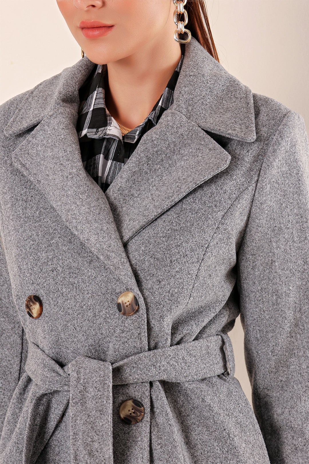 Bigdart 9095 Manteau en Laine à Col Croisé - a.Griss