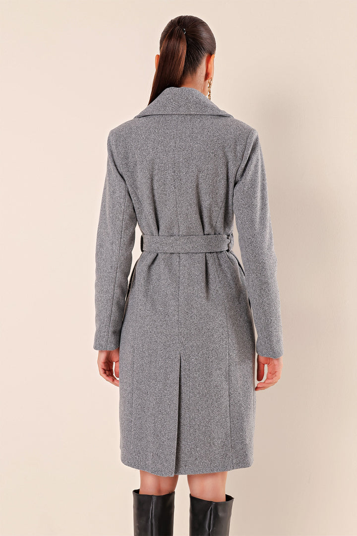 Bigdart 9095 Manteau en Laine à Col Croisé - a.Griss