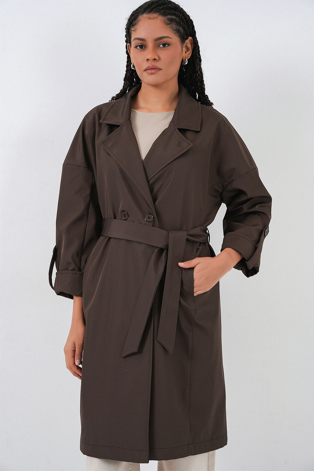 Bigdart Trench-coat à col croisé doublé 9104 - a.Marron