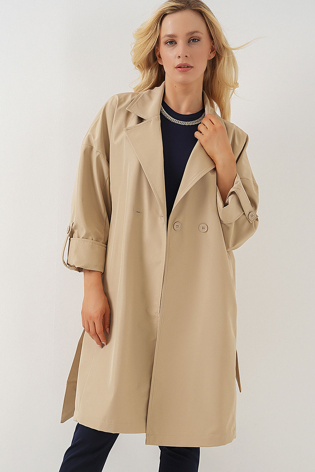 Bigdart 9104 Trench doublé à col croisé - Beige